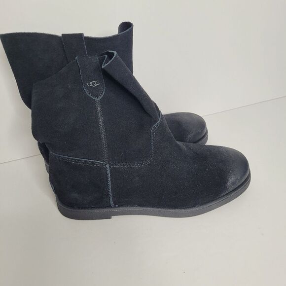 UGG Women's Josefene Black Suede Pull On Slouchy Ankle  Boots 1130527 Size 7 - Picture 2 of 5